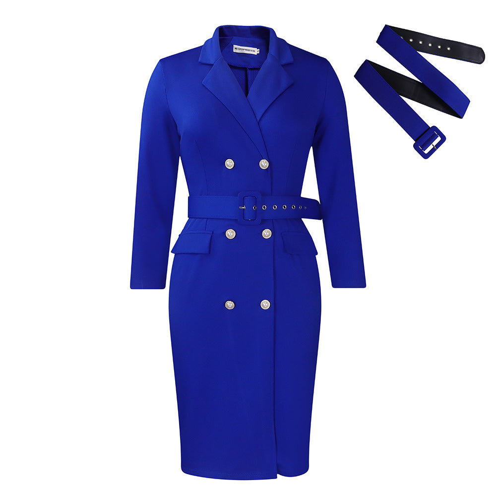 Damen Blazer-Kleid Tailliert Abnehmbarer Gürtel Eveloria