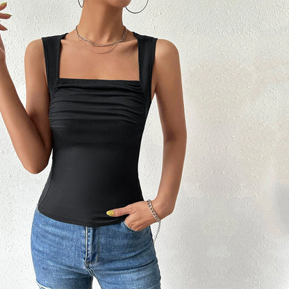 Damen Trägershirt Figurbetonter Stil Quadratischer Ausschnitt Raffung