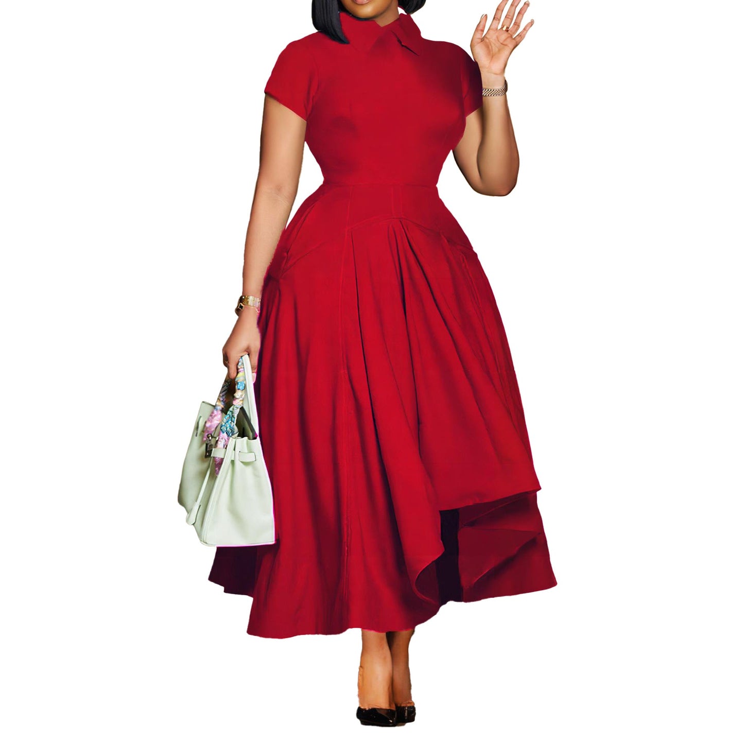 Damen Hemdkleid Asymmetrischer Rock Elegante Taillierung