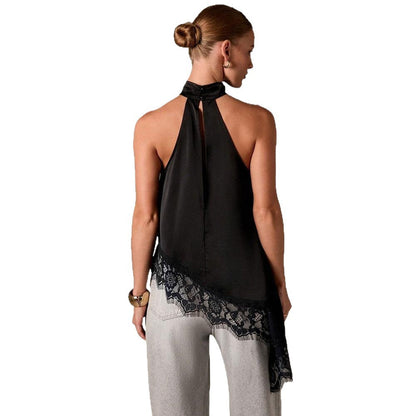 Damen Haltertop Spitzenbesatz Elegantes Design