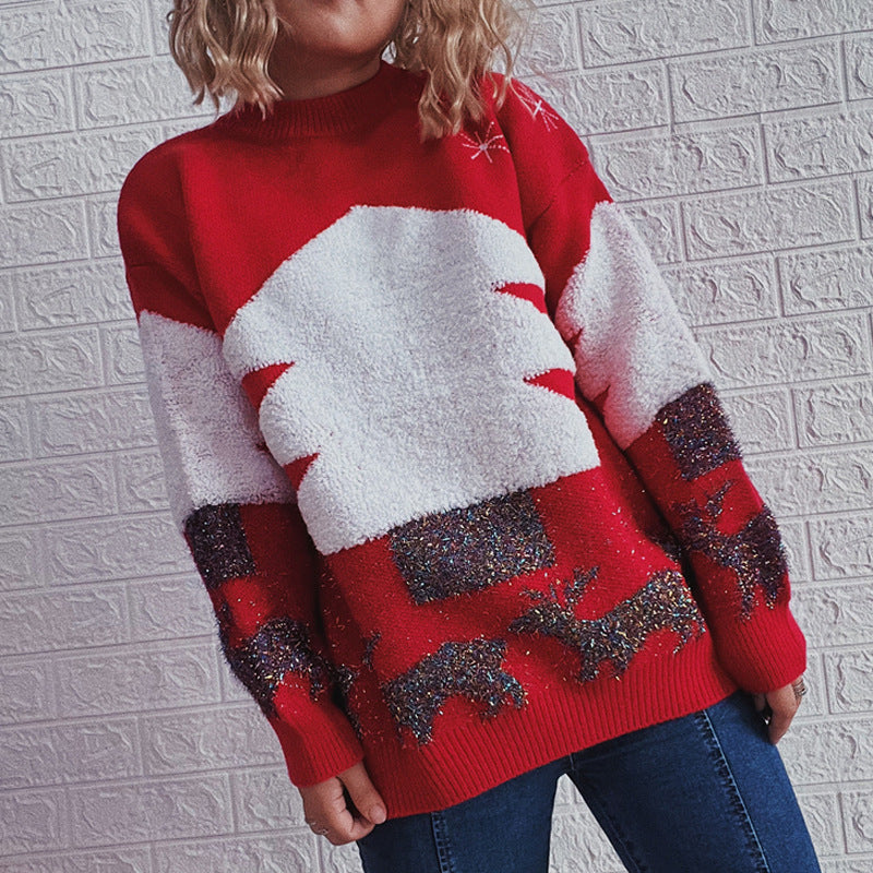 Damen Winterpullover Kuscheliger Pullover mit Weihnachtsdesign