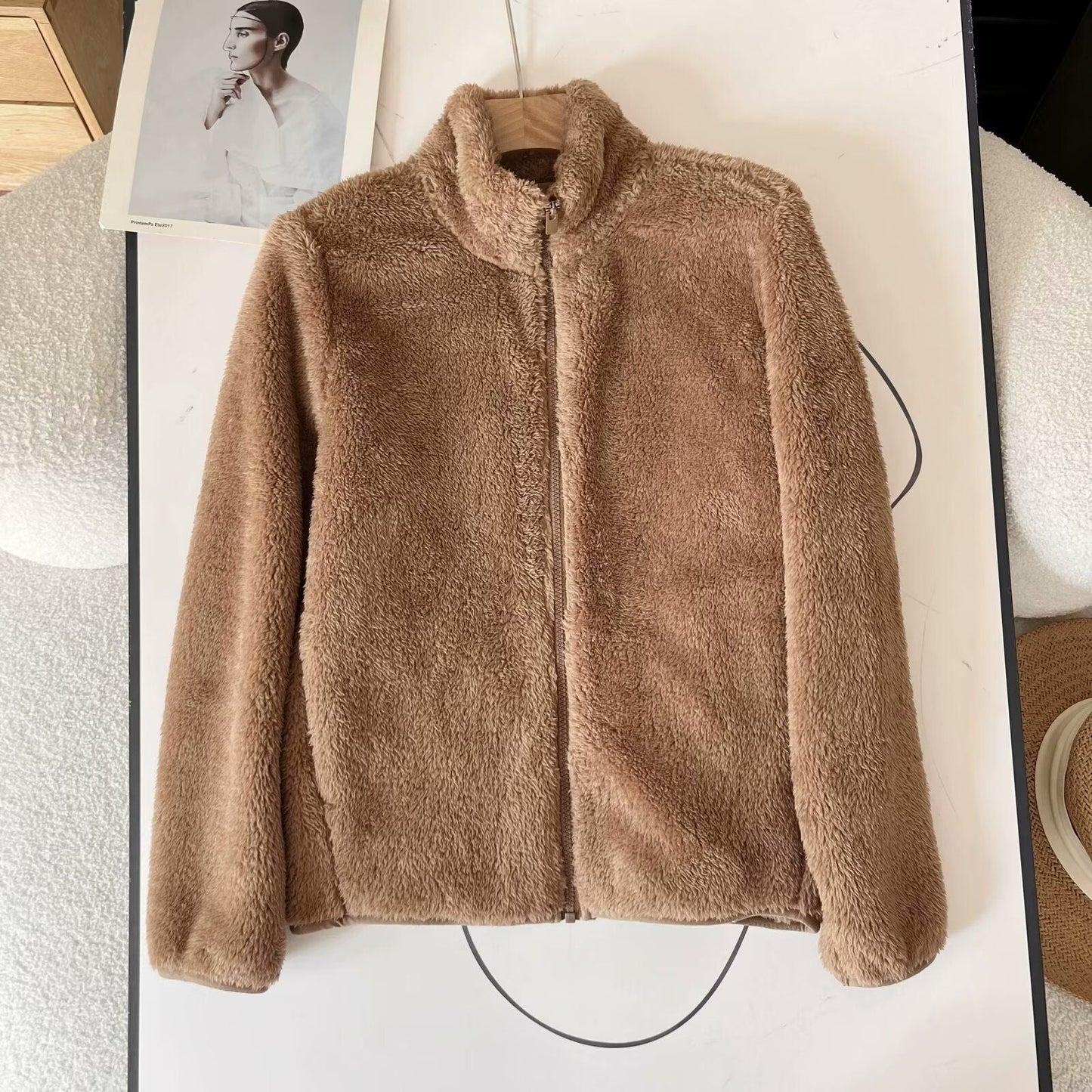Damen Fleecejacke Flauschig Reißverschluss Hochkragen Eveloria