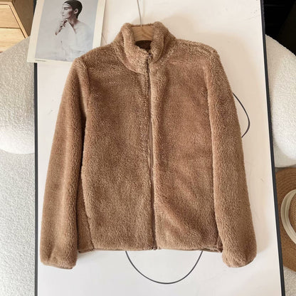 Damen Fleecejacke Flauschig Reißverschluss Hochkragen Eveloria
