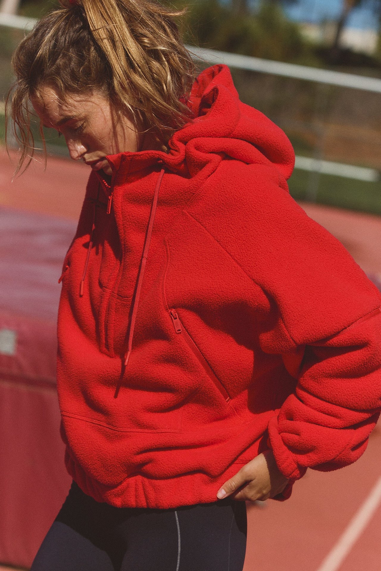 Damen Fleecejacke mit Kapuzen und Taschen Eveloria