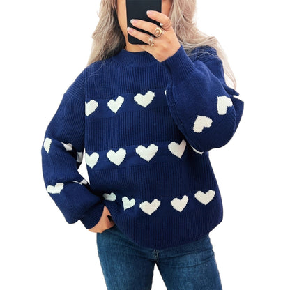 Damen Pullover Herzmuster Eveloria