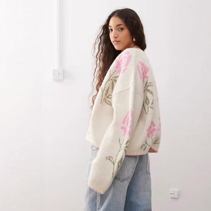 Damen Strickjacke Florales Design Elegantes Design Eveloria - Eveloria