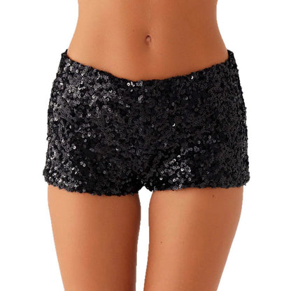 Damen Glitzer Shorts Elastischer Bund