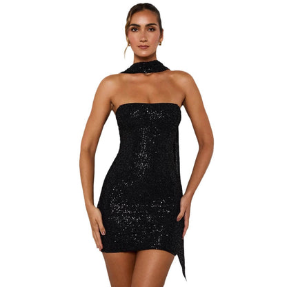 Damen Minikleid Pailletten Elegant