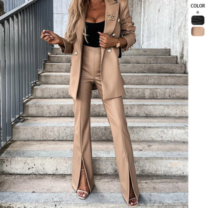 Damen Hosenanzug Set mit Taillenblazer und hohen Schlitzen Eveloria - Eveloria