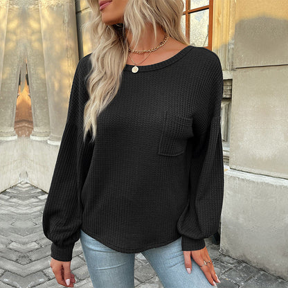 Damen Langarmshirt Waffelstruktur Eveloria