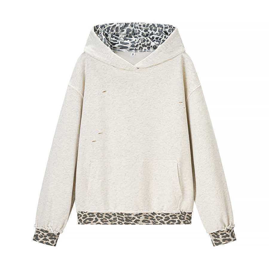 Damen Hoodie Lässig Leopard-Innenfutter Eveloria - Eveloria