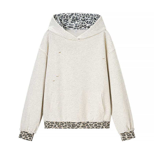 Damen Hoodie Lässig Leopard-Innenfutter Eveloria - Eveloria