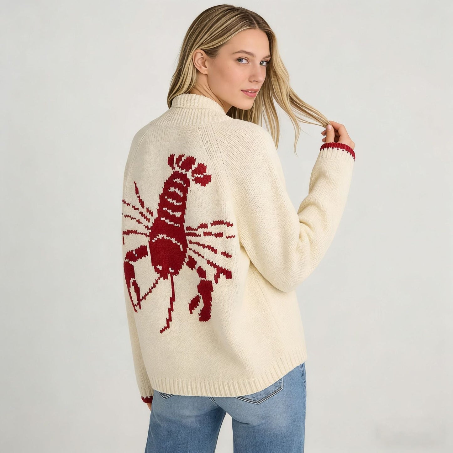 Damen Strickjacke Krabbenmuster Eveloria