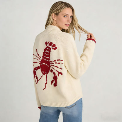 Damen Strickjacke Krabbenmuster Eveloria