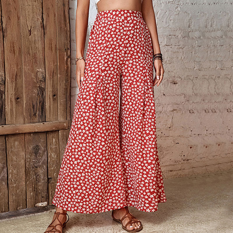 Damen Palazzo-Hose Floralmuster Elastisch Weite Bein