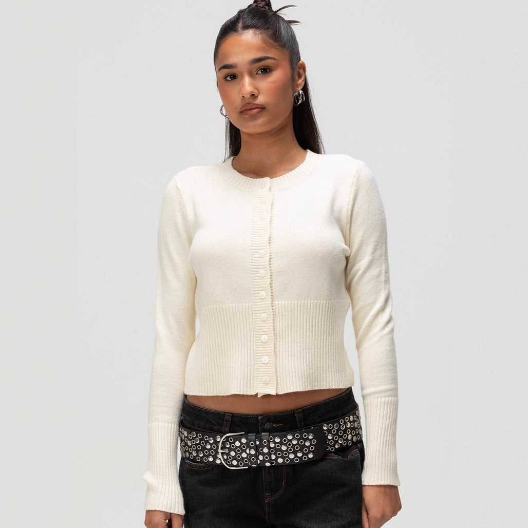 Damen Strickjacke Kontrastknöpfe Eveloria