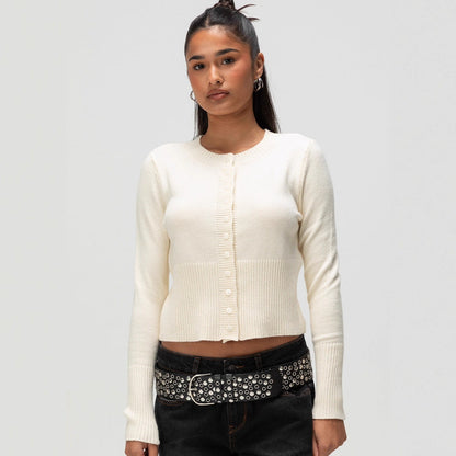 Damen Strickjacke Kontrastknöpfe Eveloria
