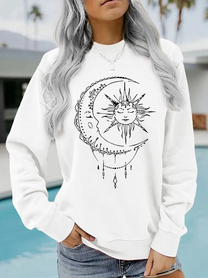 Damen Sweatshirt Sonnen-Mond-Motiv Eveloria