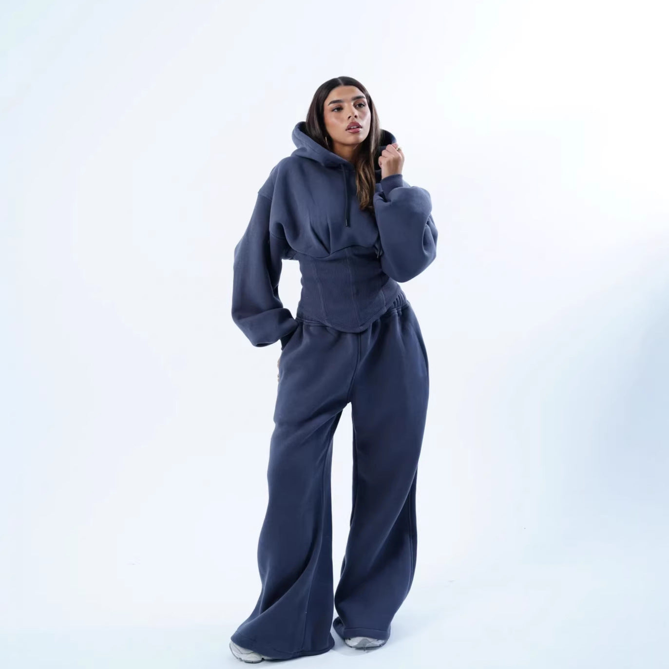 Damen Oversized Hoodie Lässig Weite Bund Grau Eveloria