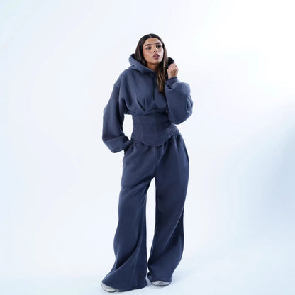 Damen Oversized Hoodie Lässig Weite Bund Grau Eveloria