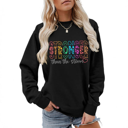 Damen Sweatshirt Lässiger Schnitt Motivierender Schriftzug Grau