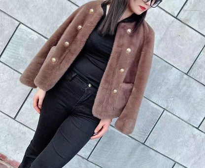 Damen Softjacke Elegant Knöpfe Eveloria