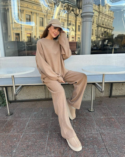 Damen Fleece-Outfit Weites Design Bequem Grau