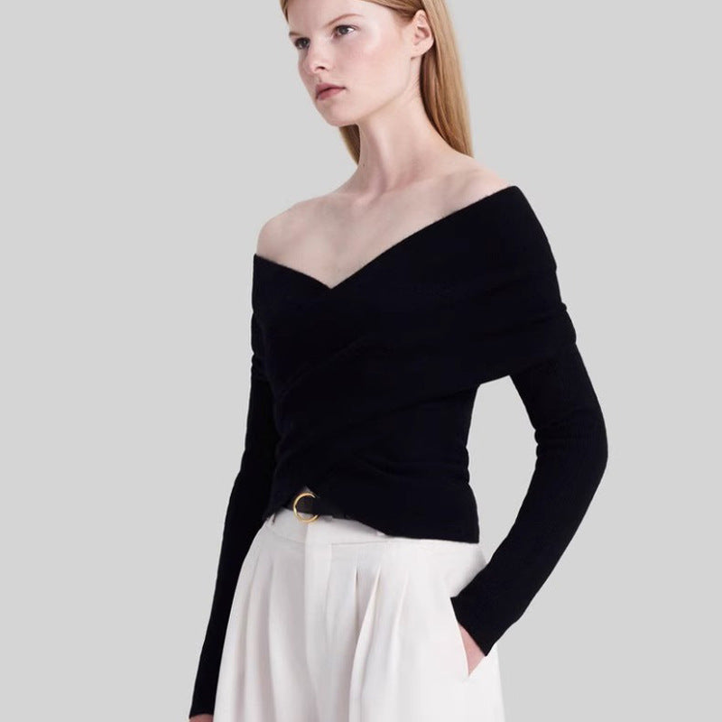 Damen Oversize Wickelpullover Eveloria
