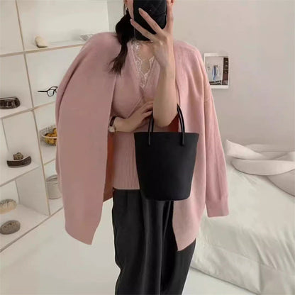 Damen Strickjacke Weit Schnitt Komfortabel Eveloria