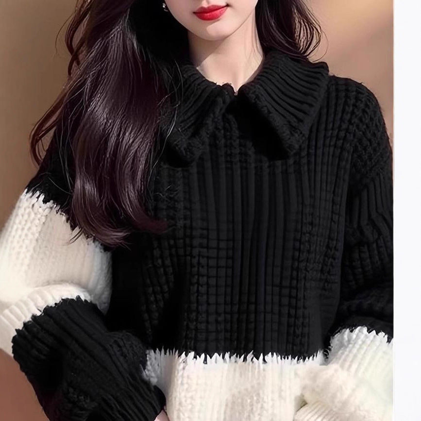 Damen Strickpullover mit Kragen Schick