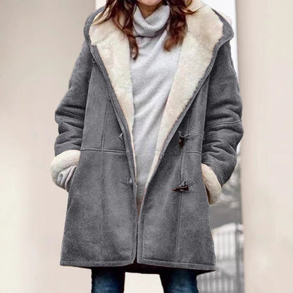 Damen Wollmantel Teddy-Futter Locker Passform Eveloria