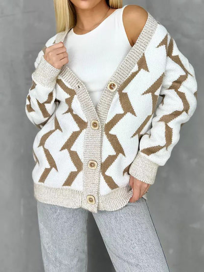 Damen Strickjacke Modernes Blitzenmuster Eveloria
