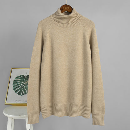 Damen Strickpullover Hochkragen Lässig