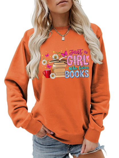 Damen Sweatshirt Buchmotiv Lässig Grau Eveloria
