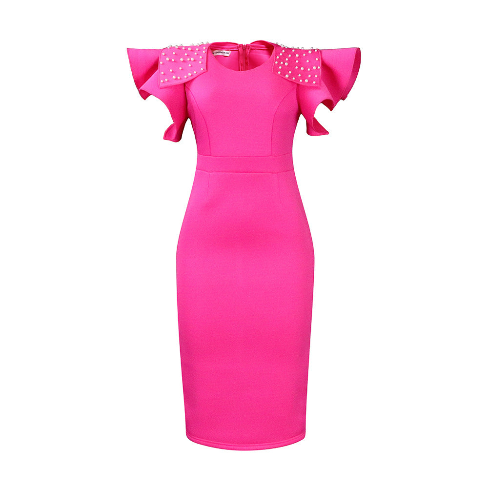 Damen Abendkleid Strukturierte Rüschen Details Eveloria