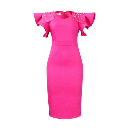 Damen Abendkleid Strukturierte Rüschen Details Eveloria