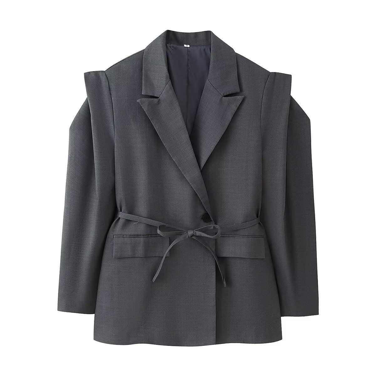 Damen Blazerjacke Tailliert Bindegürtel Eveloria
