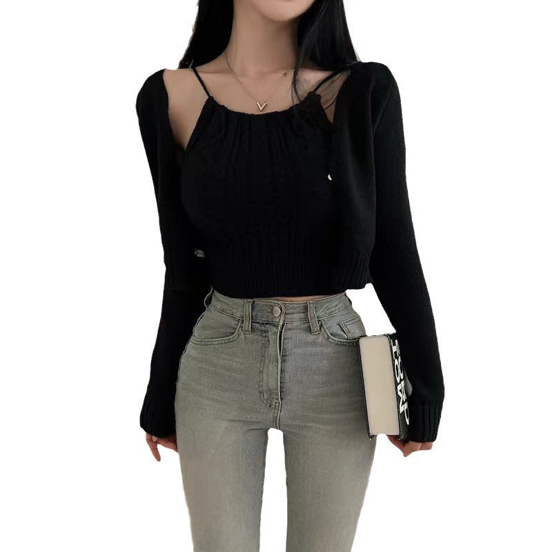 Damen Stricktop Lässig Dekorativ Rückenelement Eveloria