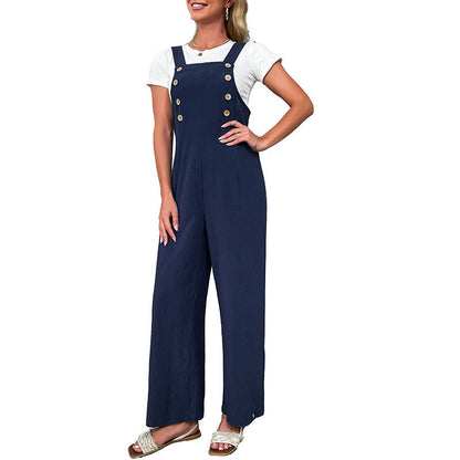 Damen Latzhose Weites Modell Baumwolle Beige