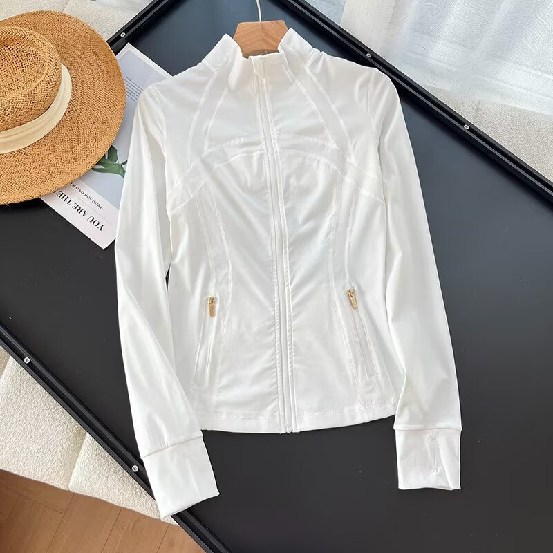 Damen Laufjacke Atmungsaktives Material Hochkragen Eveloria