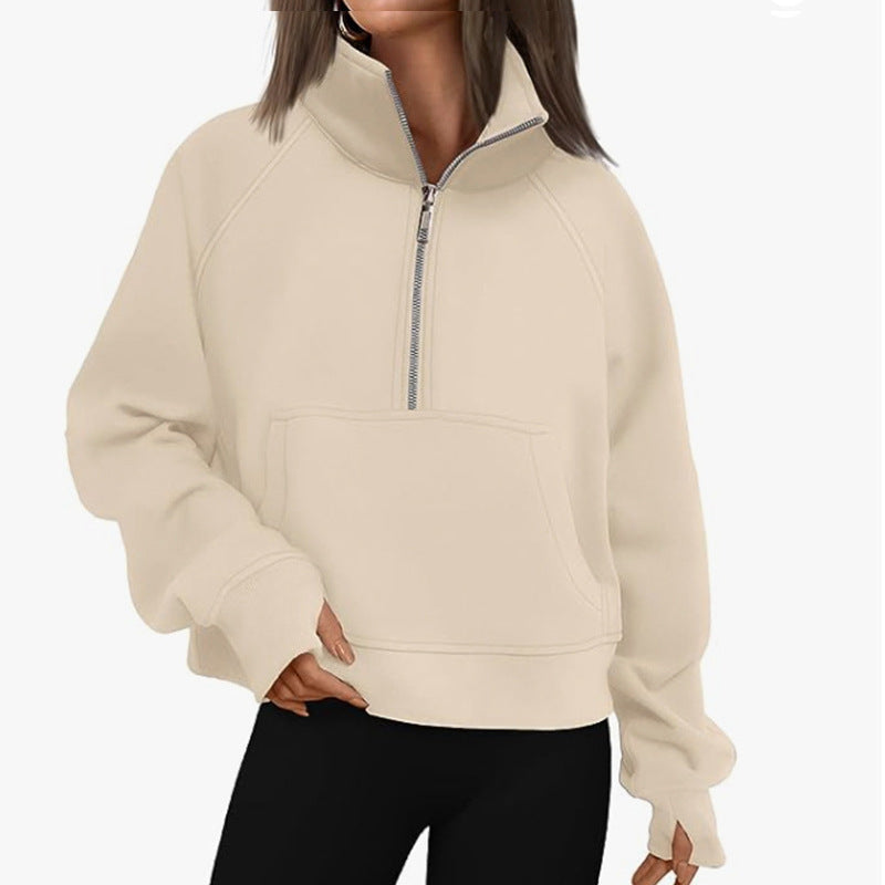 Damen Hoodie Sportlich Hoher Kragen Eveloria