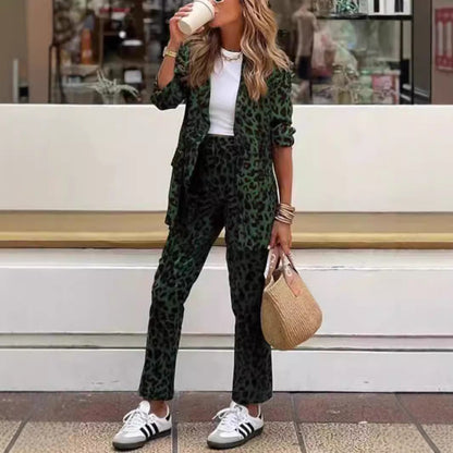 Damen Blazeranzug Animal-Print Modern