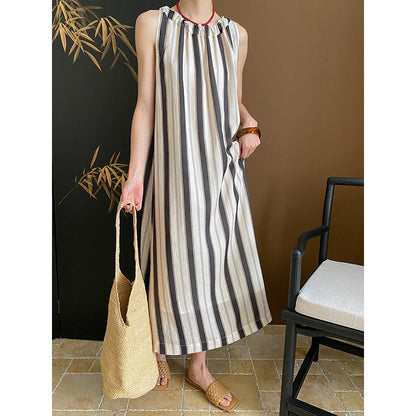Damen Maxikleid mit vertikalen Streifen und Taschen - Eveloria