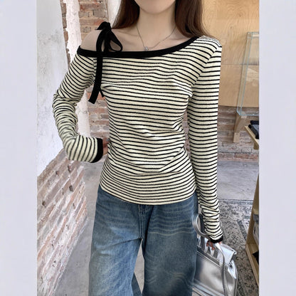 Damen Langarmshirt Asymmetrisch mit Trägerdetail