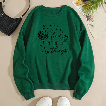 Damen Sweatshirt Floral Aufdruck Motivierender Spruch