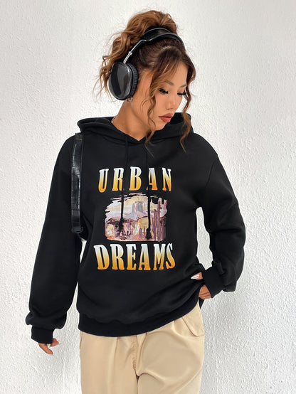Damen Oversized Hoodie Urban Print Kapuze Eveloria