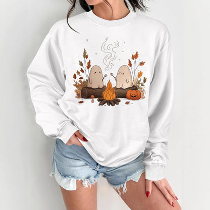 Damen Sweatshirt Verspielt Grusel Motiv Bequem Schwarz Eveloria - Eveloria