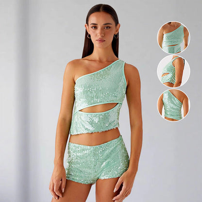 Damen Glitzerndes und Shorts Set Eveloria - Eveloria