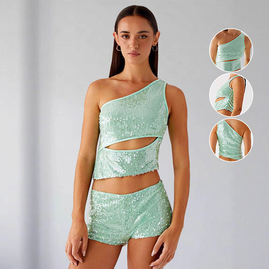Damen Glitzerndes und Shorts Set Eveloria - Eveloria