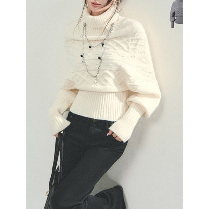 Damen Oversized Strickpullover Rollkragen Eveloria